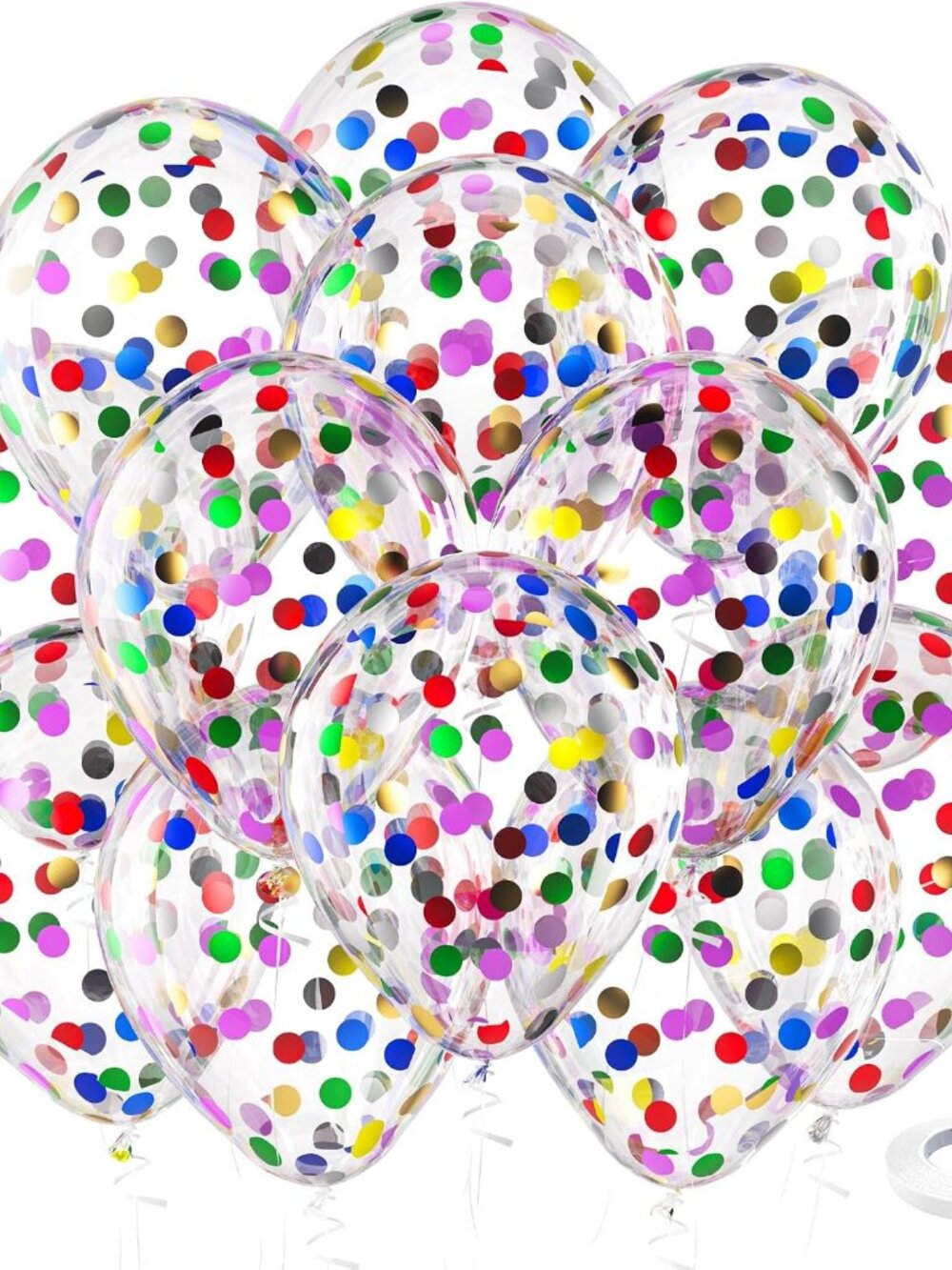 Rainbow Multicolor Confetti Latex Balloons 60 Pack 12 inch